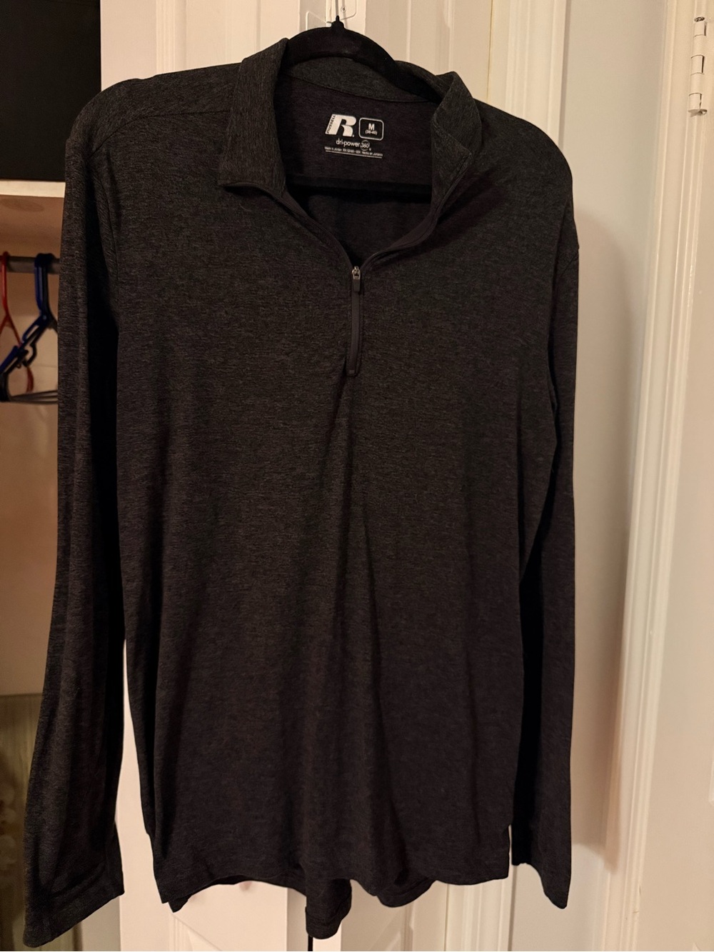 Russell Athletic DriPower Dark Heathered Grey Quarter Zip Mens Med